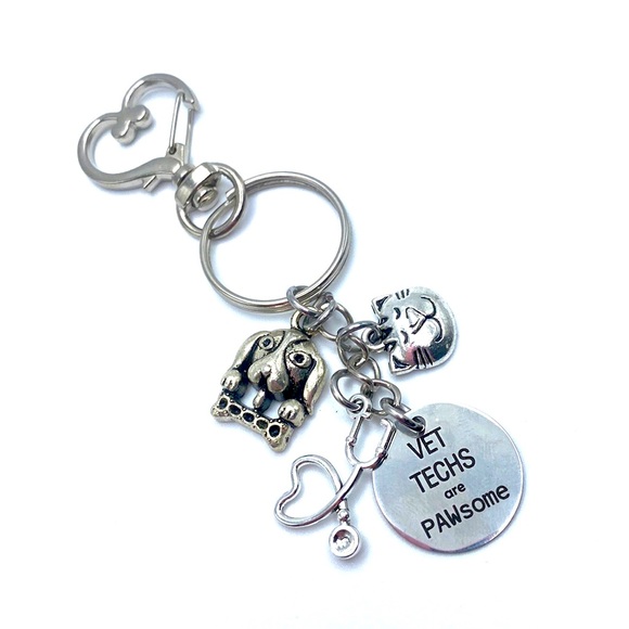 Vet Techs Are Pawsome Keychain Purse Charm Veterinarian Technician Gift - Picture 3 of 4